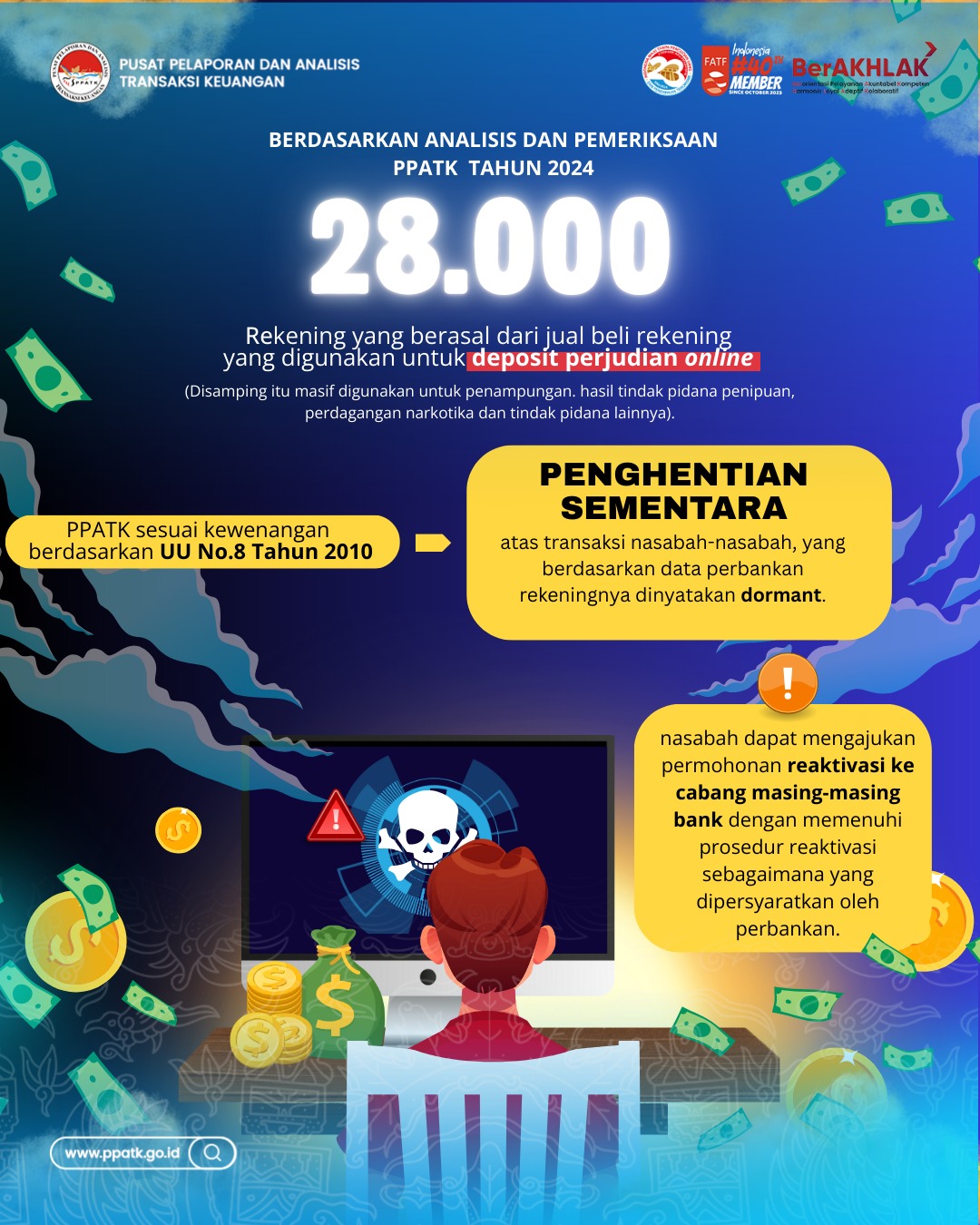 PPATK HENTIKAN SEMENTARA TRANSAKSI REKENING DORMANT UNTUK LINDUNGI KEPENTINGAN PUBLIK