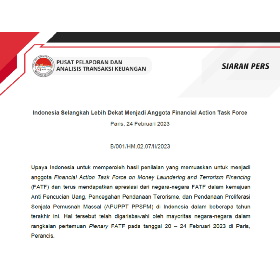 Siaran Pers : Indonesia Selangkah Lebih Dekat Menjadi Anggota Financial Action Task Force